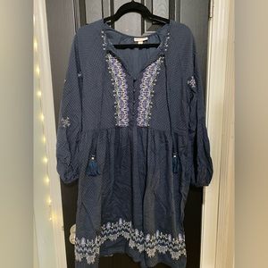 Knox Rose blue, long sleeve dress, L